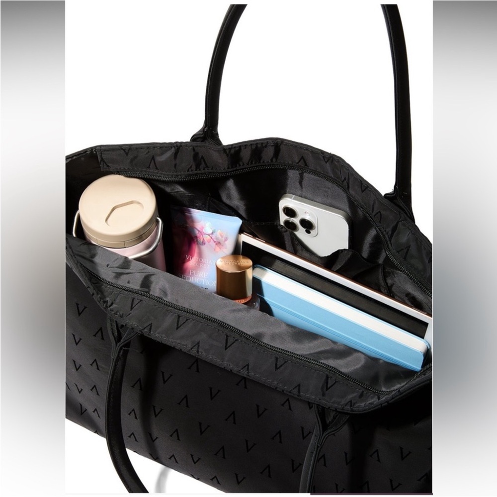VS Black Tote Bag with Pink Scarf Accent - Picture 3 of 3